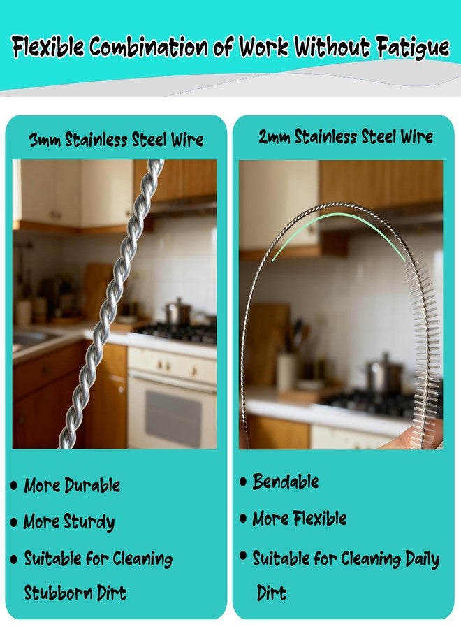 CIDYAUST Straw Cleaner Brush for Baby Bottle, Extra Long 12inch Straw Brush Cleaner with 3mm Bold Stainless Steel Wire,10inch Reusable Straw Cleaning Brush Suitable for Stanley Cup and Tumblers(2 Pack). - Image 4
